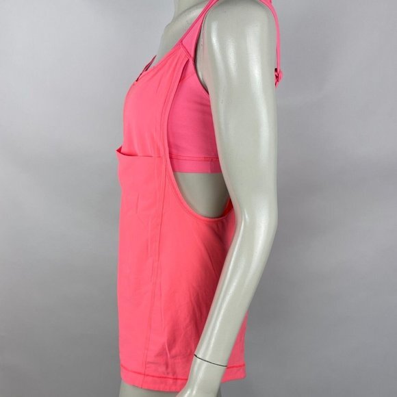 Lululemon Run For Your Money Tank Top‎ Women 6 Built in Bra Pocket Coral Neon - Picture 5 of 11